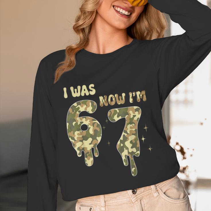 Retro I Was 6 Now I'm 7 Camo 67 Ice Cream Drip Baseball Unisex Long Sleeve T-Shirt Retro I Was 6 Now I'm 7 Camo 67 Ice Cream Drip Baseball Unisex Long Sleeve T-Shirt
