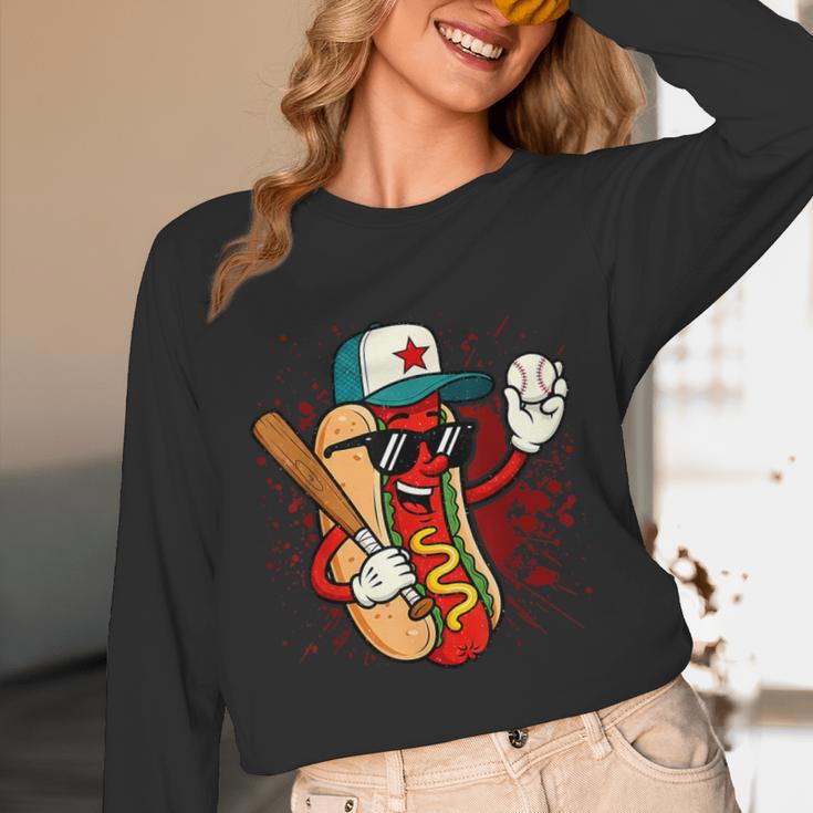 Retro Vintage Baseball Hot Dogs Unisex Long Sleeve T-Shirt Retro Vintage Baseball Hot Dogs Unisex Long Sleeve T-Shirt
