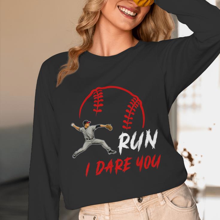 Run Steal I Dare You Humor Baseball Catcher Vintage Unisex Long Sleeve T-Shirt Run Steal I Dare You Humor Baseball Catcher Vintage Unisex Long Sleeve T-Shirt