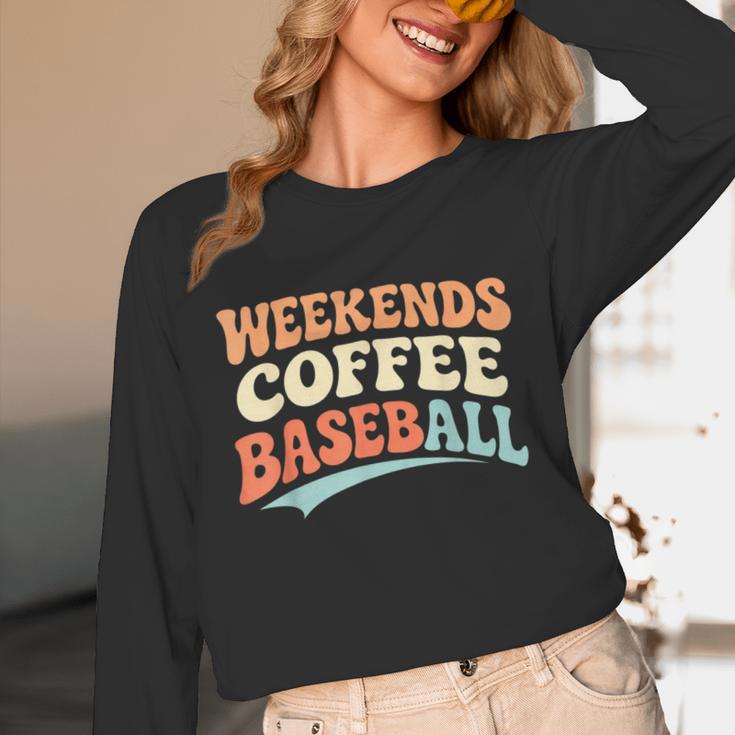 Weekends Coffee Baseball Retro Vibes Unisex Long Sleeve T-Shirt