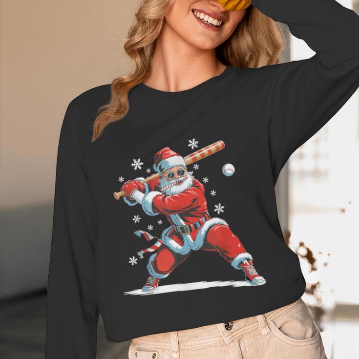 Santa Playing Baseball Christmas Candy Cane Fun Xmas Holiday Unisex Long Sleeve T-Shirt Santa Playing Baseball Christmas Candy Cane Fun Xmas Holiday Unisex Long Sleeve T-Shirt