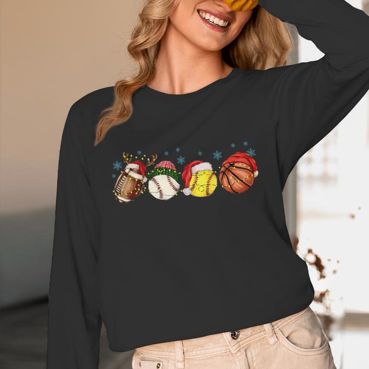 Santa Sports Boys Xmas Baseball Football Softball Basketball Unisex Long Sleeve T-Shirt Santa Sports Boys Xmas Baseball Football Softball Basketball Unisex Long Sleeve T-Shirt