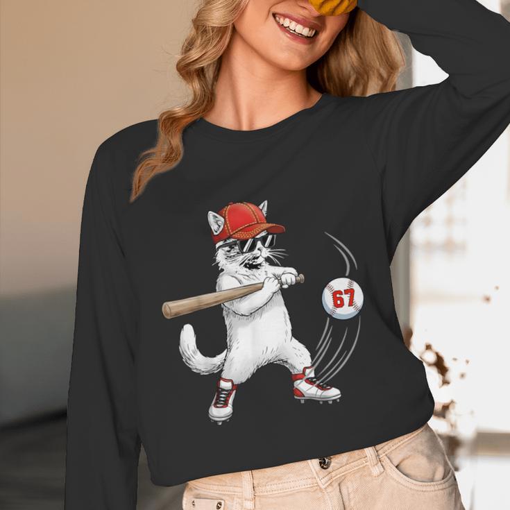 Six Seven 67 Baseball Cat Birthday Men Kids Boys Unisex Long Sleeve T-Shirt