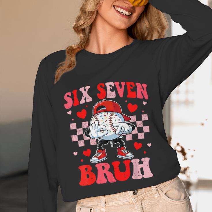 Six Seven 67 Bruh 6 7 Meme Baseball Ice Cream Drip Valentine Unisex Long Sleeve T-Shirt
