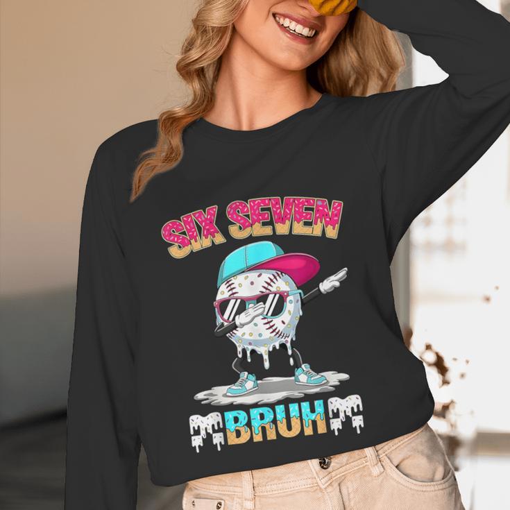 Six Seven 67 Meme Ice Cream Drip Baseball Dabbing Boy Kids Unisex Long Sleeve T-Shirt