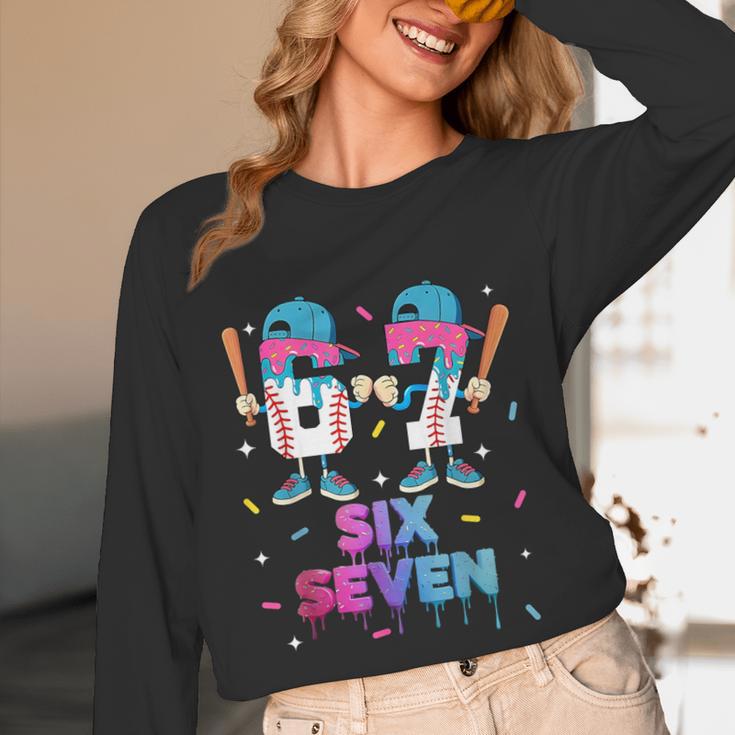Six Seven Baseball Ice Cream Drip 6 7 Meme Gen Alpha Slang Unisex Long Sleeve T-Shirt Six Seven Baseball Ice Cream Drip 6 7 Meme Gen Alpha Slang Unisex Long Sleeve T-Shirt