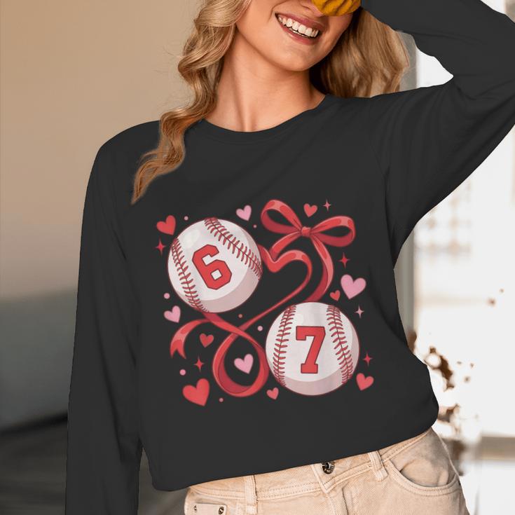 Six Seven Baseball Lover Sports Red Heart Bow Valentine Girl Unisex Long Sleeve T-Shirt Six Seven Baseball Lover Sports Red Heart Bow Valentine Girl Unisex Long Sleeve T-Shirt