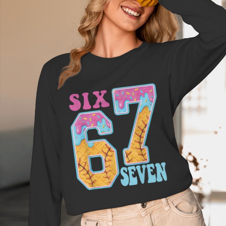 Six Seven Drip Baseball Player Number 67 Or 67th Birthday Unisex Long Sleeve T-Shirt
