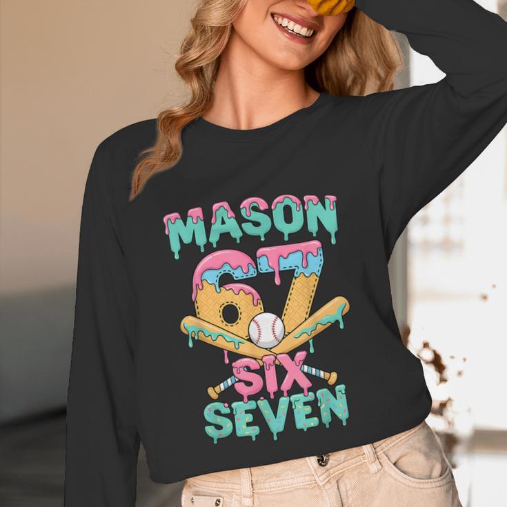 Six Seven Meme Mason Ice Cream Drip Baseball Number 67 Unisex Long Sleeve T-Shirt Six Seven Meme Mason Ice Cream Drip Baseball Number 67 Unisex Long Sleeve T-Shirt