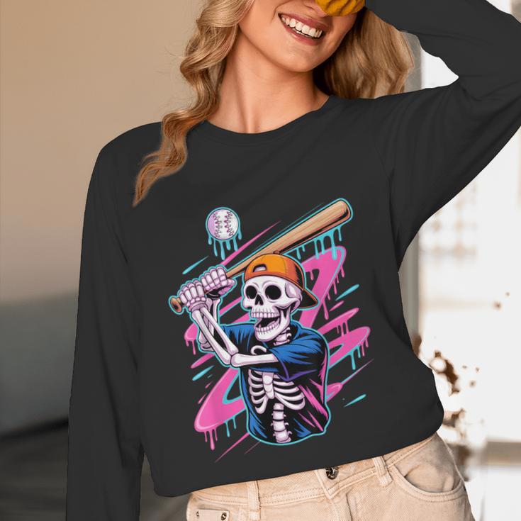 Skeleton Baseball Drip Boy Youth Dripping Baseball Halloween Unisex Long Sleeve T-Shirt Skeleton Baseball Drip Boy Youth Dripping Baseball Halloween Unisex Long Sleeve T-Shirt