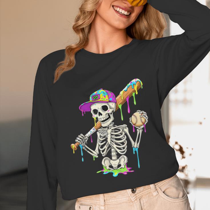 Skeleton Baseball Drip Boys Ice Cream Drip Youth Baseball Unisex Long Sleeve T-Shirt