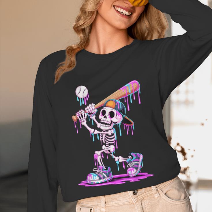 Skeleton Baseball Drip Boys Youth Kids Halloween Unisex Long Sleeve T-Shirt Skeleton Baseball Drip Boys Youth Kids Halloween Unisex Long Sleeve T-Shirt
