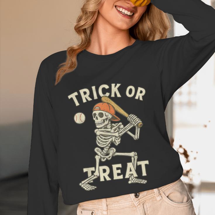 Skeleton Baseball Halloween Costume Men Boys Kids Tee Unisex Long Sleeve T-Shirt