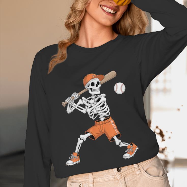 Skeleton Batting Baseball Halloween Unisex Long Sleeve T-Shirt