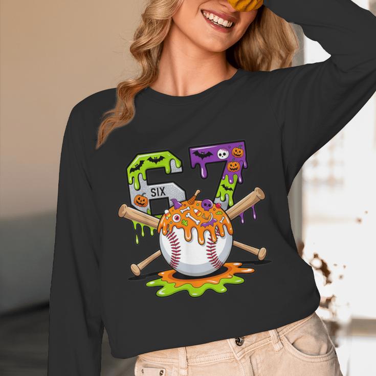 Spooky Halloween Baseball Ice Cream Dripping Six Seven 6 7 Unisex Long Sleeve T-Shirt
