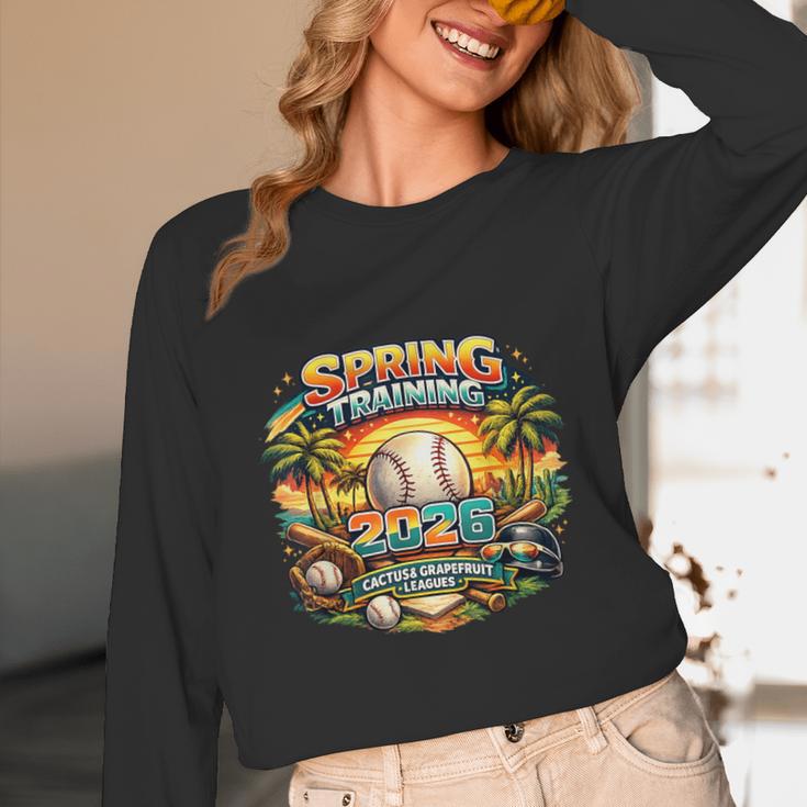 Spring Training 2026 Retro Baseball Palm Cactus Unisex Long Sleeve T-Shirt