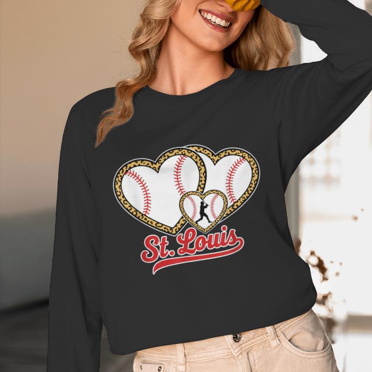 St Louis Leopard Heart Baseball Batter Boys Fan Unisex Long Sleeve T-Shirt St Louis Leopard Heart Baseball Batter Boys Fan Unisex Long Sleeve T-Shirt