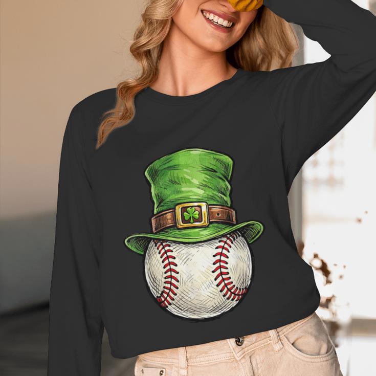 St Patricks Day Baseball Player Leprechaun Hat Men Boys Kids Unisex Long Sleeve T-Shirt