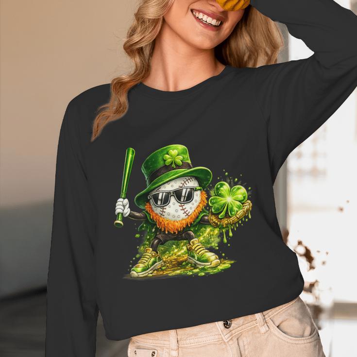 St Patrick’s Day Baseball Shamrock Player Unisex Long Sleeve T-Shirt