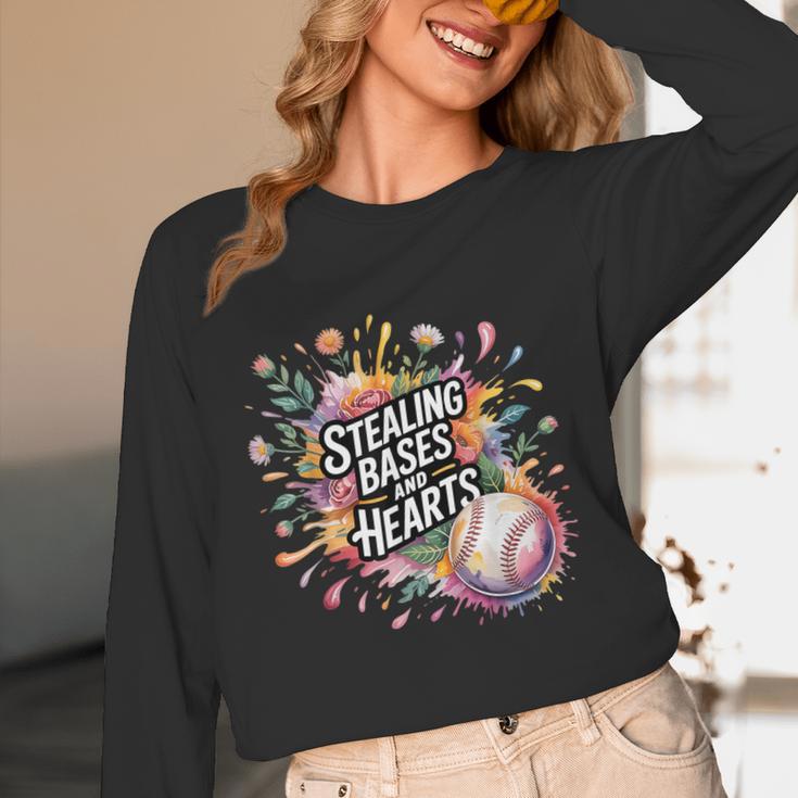 Stealing Bases And Hearts Baseball Puns Sports Unisex Long Sleeve T-Shirt Stealing Bases And Hearts Baseball Puns Sports Unisex Long Sleeve T-Shirt
