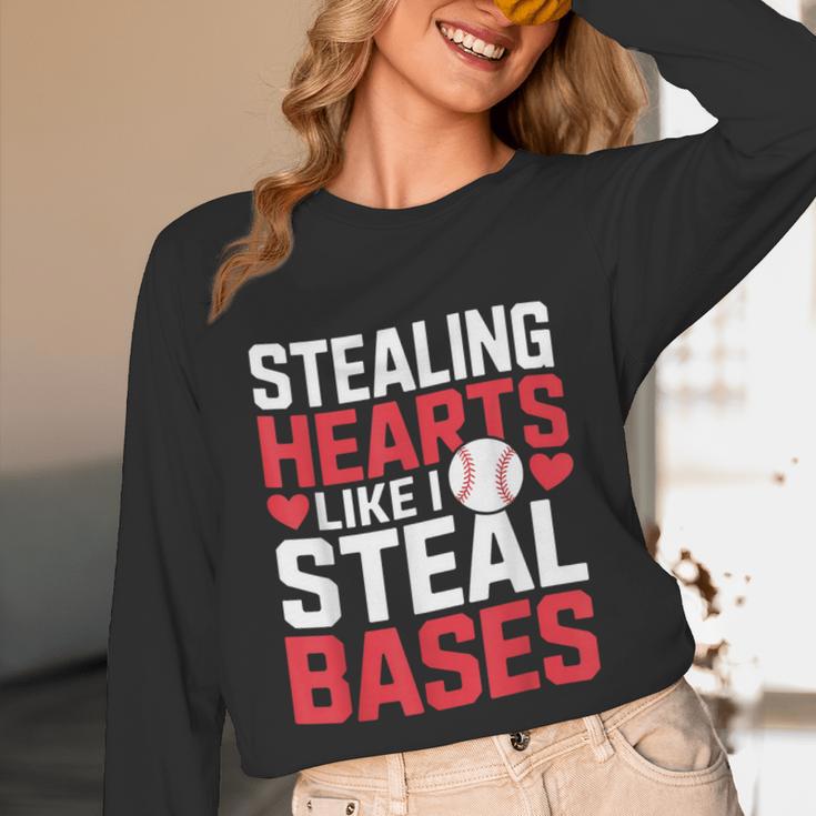 Stealing Hearts Like I Steal Bases Cute Baseball Kids Unisex Long Sleeve T-Shirt Stealing Hearts Like I Steal Bases Cute Baseball Kids Unisex Long Sleeve T-Shirt