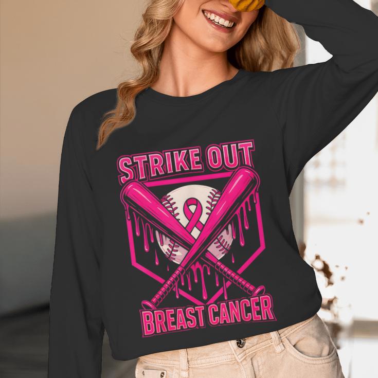 Strike Out Breast Cancer Baseball Ice Cream Drip Unisex Long Sleeve T-Shirt Strike Out Breast Cancer Baseball Ice Cream Drip Unisex Long Sleeve T-Shirt