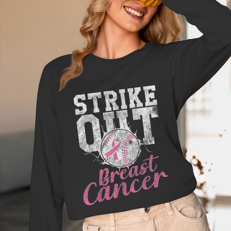 Strike Out Breast Cancer Baseball Warrior Unisex Long Sleeve T-Shirt Strike Out Breast Cancer Baseball Warrior Unisex Long Sleeve T-Shirt