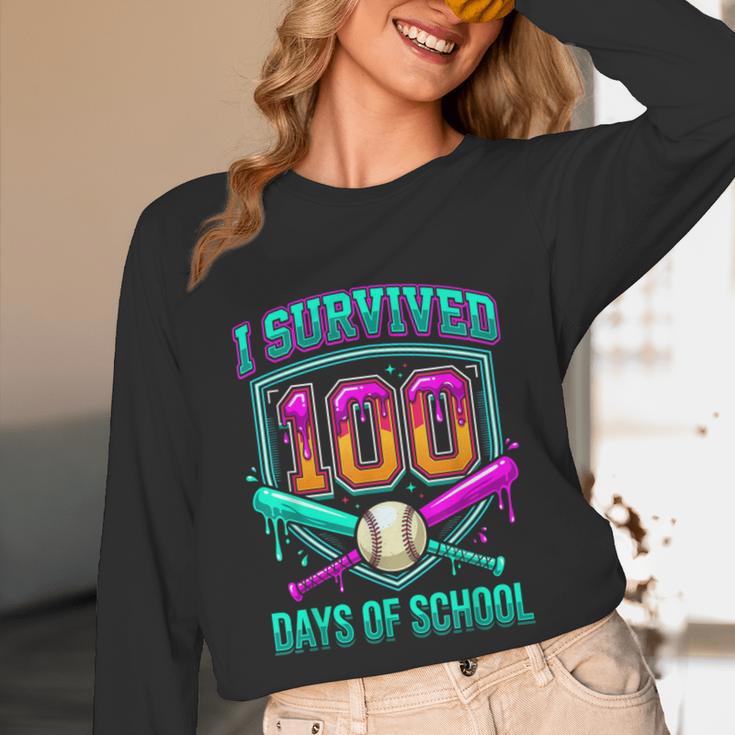 I Survived 100 Days Of School Baseball Drip Unisex Long Sleeve T-Shirt I Survived 100 Days Of School Baseball Drip Unisex Long Sleeve T-Shirt