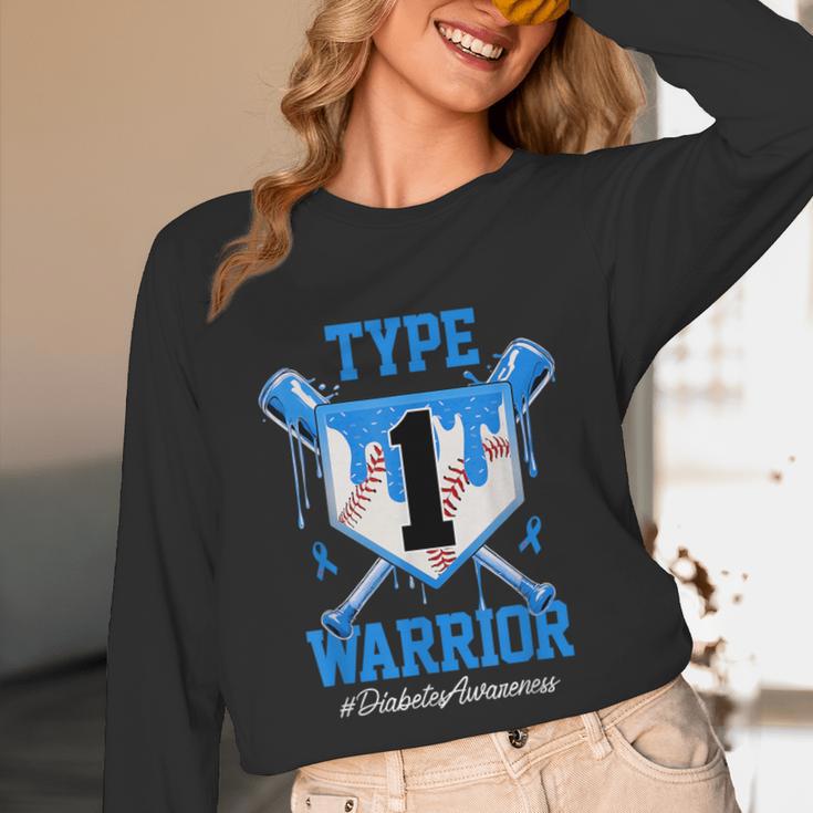 T1D Warrior Baseball Drip Diabetes Awareness Blue Ribbon Unisex Long Sleeve T-Shirt T1D Warrior Baseball Drip Diabetes Awareness Blue Ribbon Unisex Long Sleeve T-Shirt