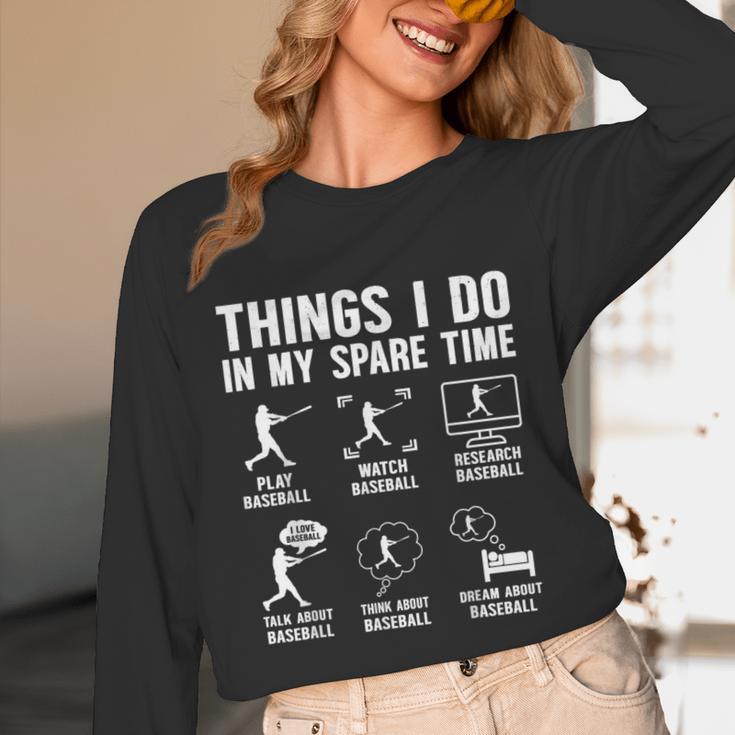 Things I Do In My Spare Time Baseball Lovers Kids Boys Unisex Long Sleeve T-Shirt