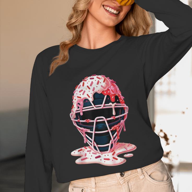 Valentine Baseball Catcher Mask Ice Cream Drip Tee For Boys Unisex Long Sleeve T-Shirt Valentine Baseball Catcher Mask Ice Cream Drip Tee For Boys Unisex Long Sleeve T-Shirt