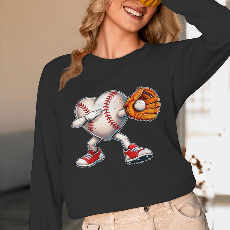 Valentine Baseball Heart Sport Love Valentines Day Boys Kids Unisex Long Sleeve T-Shirt