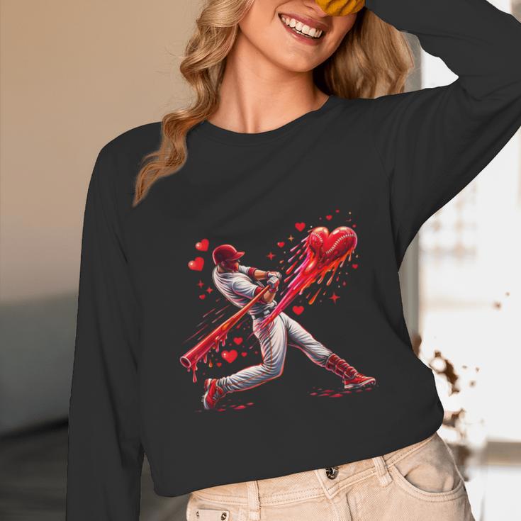 Valentine Baseball Player Drip Unisex Long Sleeve T-Shirt
