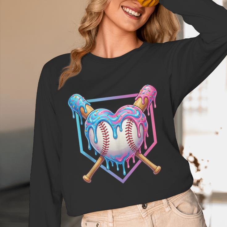 Valentines Baseball Heart Dripping Ice Cream Gen Z Alpha Unisex Long Sleeve T-Shirt Valentines Baseball Heart Dripping Ice Cream Gen Z Alpha Unisex Long Sleeve T-Shirt