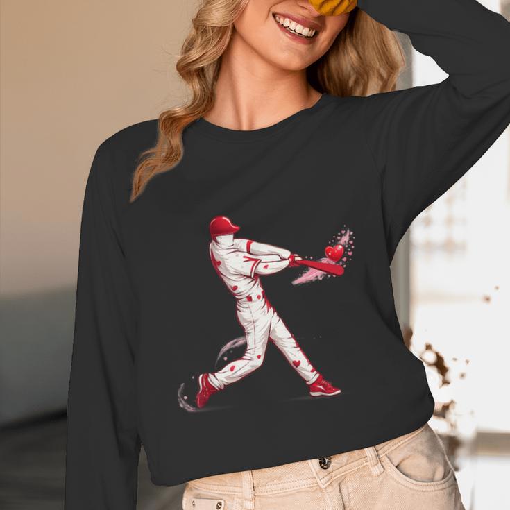 Valentines Day Baseball Batter Silhouette Heart For Men Boys Unisex Long Sleeve T-Shirt Valentines Day Baseball Batter Silhouette Heart For Men Boys Unisex Long Sleeve T-Shirt