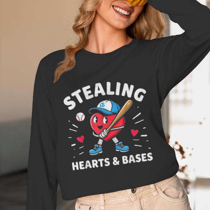 Valentines Day Baseball Stealing Hearts Bases Boys Kids Men Unisex Long Sleeve T-Shirt