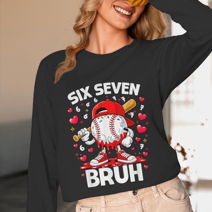 Valentines Day Six Seven Bruh 6 7 Meme Baseball Drip Boys Unisex Long Sleeve T-Shirt
