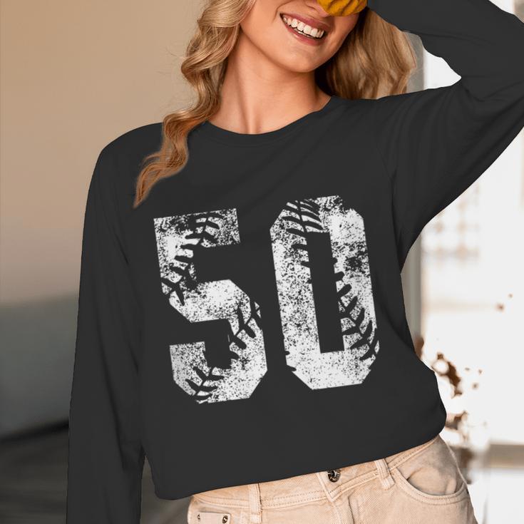 Vintage Baseball Number 50 Jersey Player Uniform Unisex Long Sleeve T-Shirt Vintage Baseball Number 50 Jersey Player Uniform Unisex Long Sleeve T-Shirt