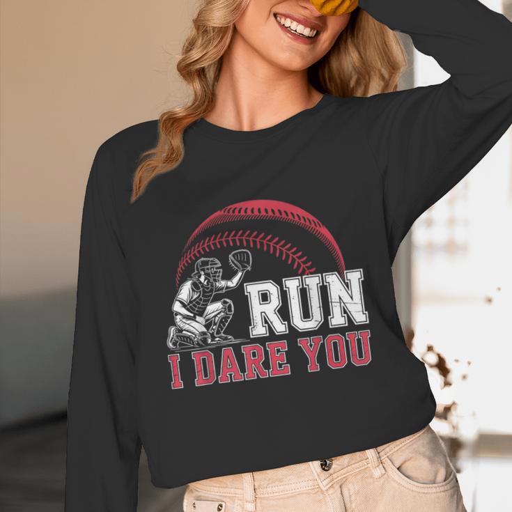 Vintage Humor Baseball Apparel Run I Dare You Unisex Long Sleeve T-Shirt