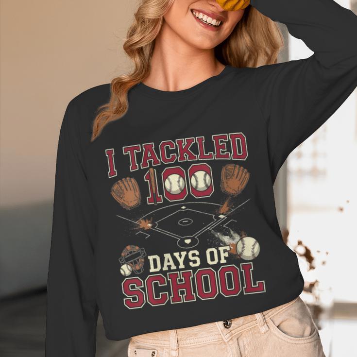 Women's 100 Days Of School Boys Kids Baseball Unisex Long Sleeve T-Shirt