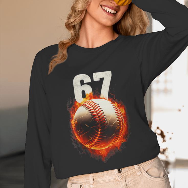 Women's 67 Baseball Boys Birthday Teens Six Seven Brainrot Unisex Long Sleeve T-Shirt Women's 67 Baseball Boys Birthday Teens Six Seven Brainrot Unisex Long Sleeve T-Shirt