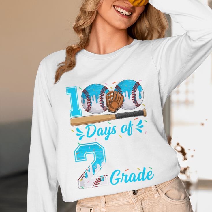 100 Days Of 2nd Grade Baseball 100th Day Of School Boys Kids Unisex Long Sleeve T-Shirt
