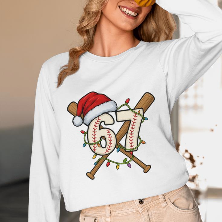 67 Baseball Xmas Lights Santa Hat Holiday Unisex Long Sleeve T-Shirt 67 Baseball Xmas Lights Santa Hat Holiday Unisex Long Sleeve T-Shirt