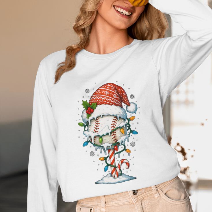 Baseball Christmas Ball Hat Snow Winter Premium Tri-Blend Unisex Long Sleeve T-Shirt