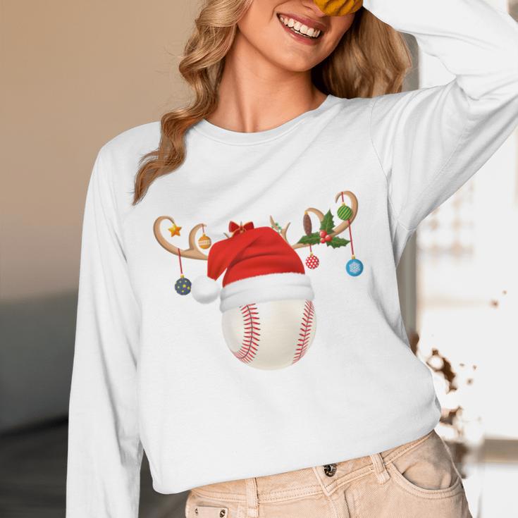 Baseball Christmas Reindeer Santa Hat Sports Player Xmas Unisex Long Sleeve T-Shirt Baseball Christmas Reindeer Santa Hat Sports Player Xmas Unisex Long Sleeve T-Shirt