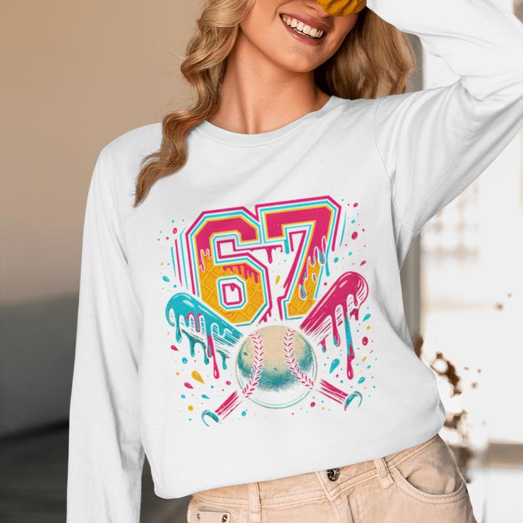 Baseball Drip 6 7 Number 67 Six Seven Meme Boys Kids Unisex Long Sleeve T-Shirt