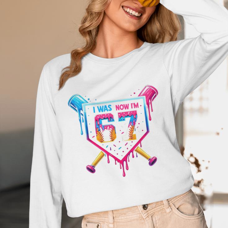 Baseball Drip I Was 6 Now I'm 7 67 Meme 7th Birthday Unisex Long Sleeve T-Shirt Baseball Drip I Was 6 Now I'm 7 67 Meme 7th Birthday Unisex Long Sleeve T-Shirt