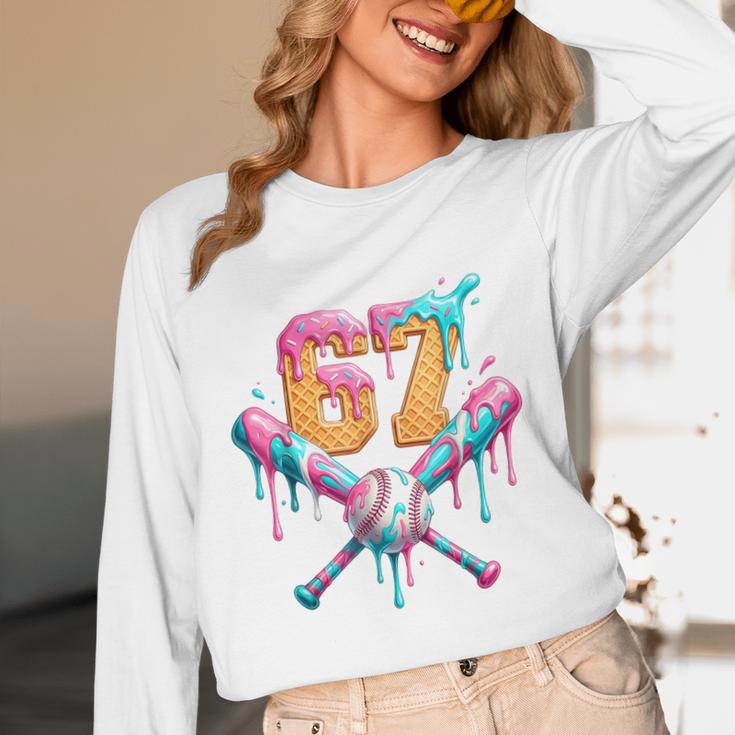 Baseball Drip 67 Six Seven Number 67 Player 67th Birthday Unisex Long Sleeve T-Shirt