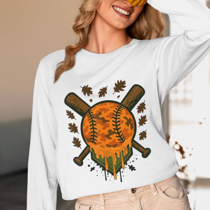 Baseball Drip Ice Cream Dripping Blaze Hunter Orange Camo Unisex Long Sleeve T-Shirt Baseball Drip Ice Cream Dripping Blaze Hunter Orange Camo Unisex Long Sleeve T-Shirt