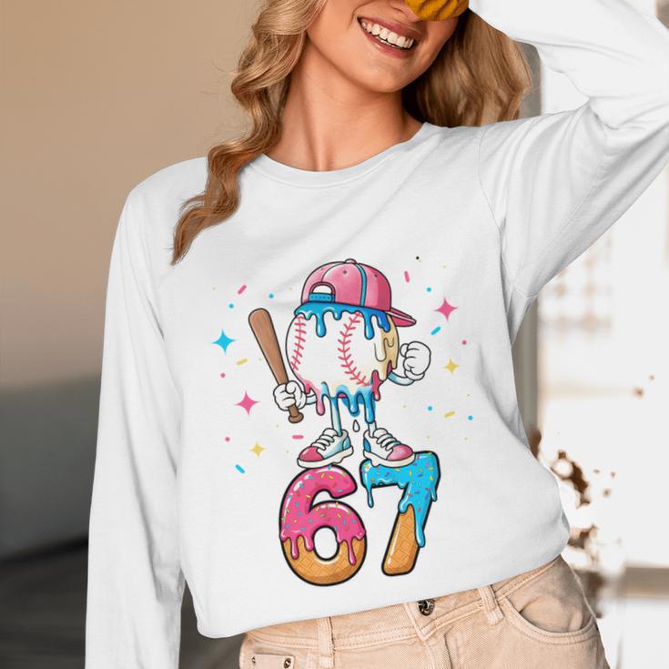 Baseball Drip Number 67 Six Seven Meme Ice Cream Dripping Unisex Long Sleeve T-Shirt Baseball Drip Number 67 Six Seven Meme Ice Cream Dripping Unisex Long Sleeve T-Shirt